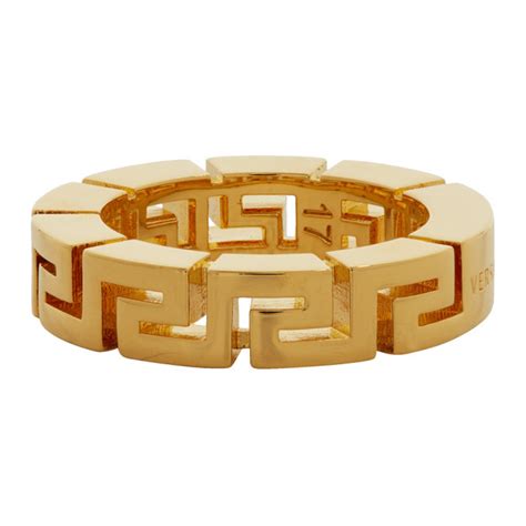 versace gold meander ring|versace enamel ring.